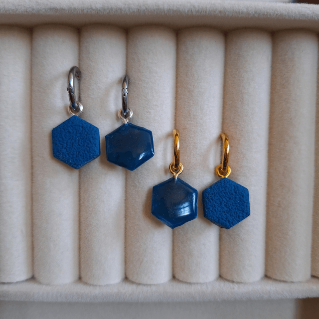 Bleues hexagonales - Argenté